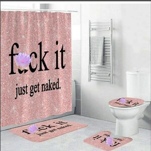 🆕️SHOWER CURTAIN;TOILET SEAT COVER 2 PIECE SET Nwot Pink Bathroom